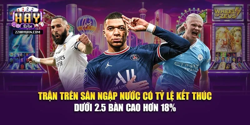 Trận trên sân ngập nước có tỷ lệ kết thúc dưới 2.5 bàn cao hơn 18% 